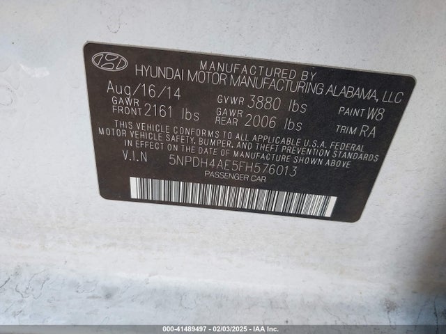 Hyundai ELANTRA SE 2015 5NPDH4AE5FH576013 Image 9