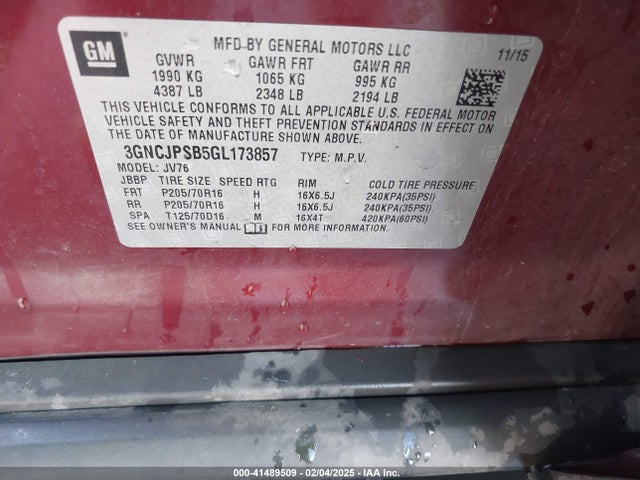 Chevrolet Trax Lt 2016 3GNCJPSB5GL173857 Image 9