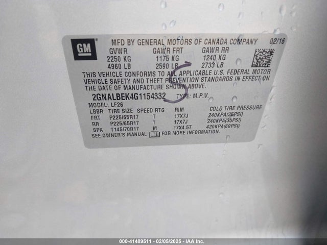 2GNALBEK4G1154332 Chevrolet EQUINOX LS