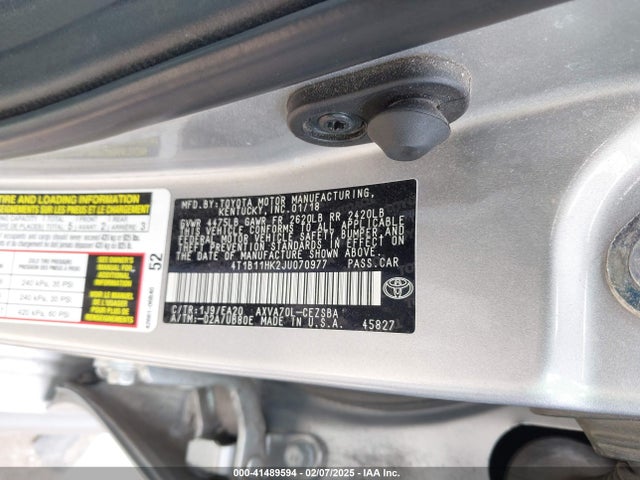 4T1B11HK2JU070977 Toyota CAMRY SE