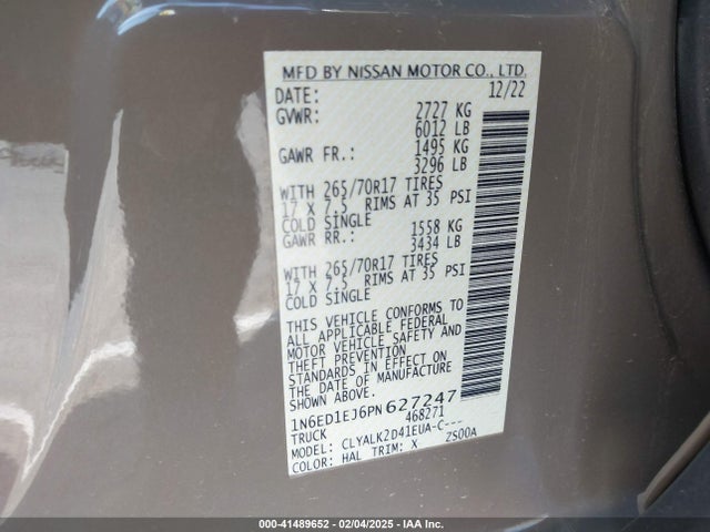 Nissan Frontier Pro-x 4x2 2023 1N6ED1EJ6PN627247 Image 9