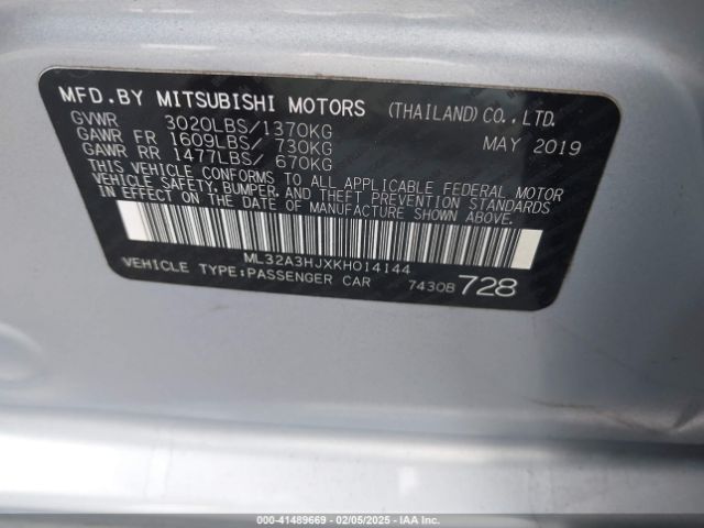 2019 MITSUBISHI MIRAGE ML32A3HJXKH014144 Photo 8