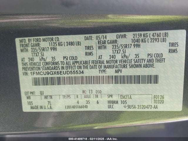 Ford ESCAPE SE 2014 1FMCU9GX6EUD55534 Image 9