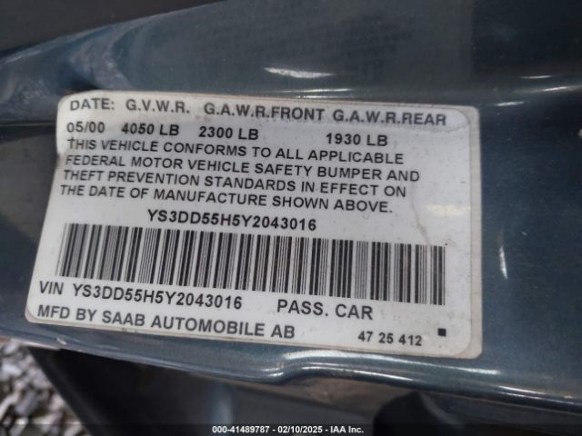 2000 SAAB 9-3 YS3DD55H5Y2043016 Photo 8