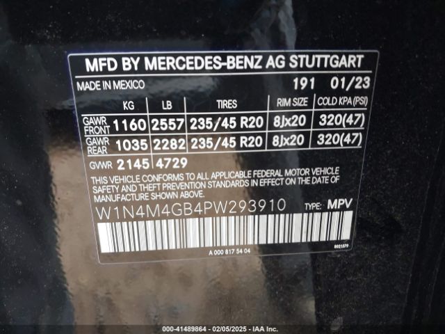 W1N4M4GB4PW293910 Mercedes-Benz GLB 250