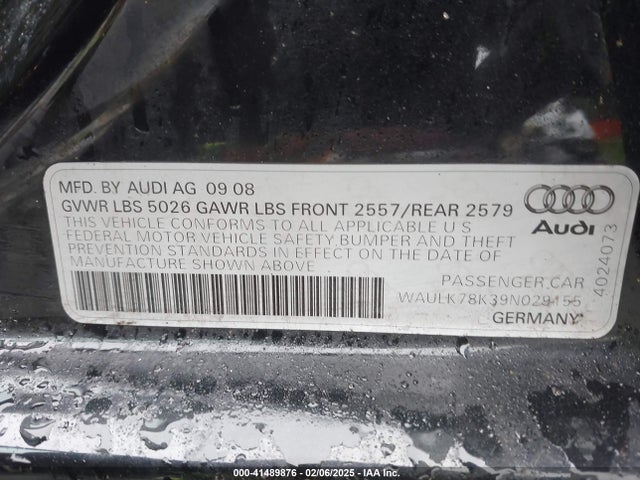 2009 AUDI A4 WAULK78K39N029155 Photo 8