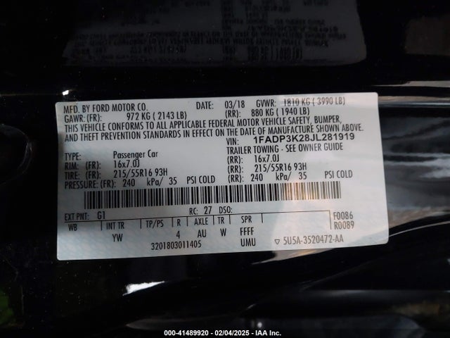 Ford FOCUS SE 2018 1FADP3K28JL281919 Image 9