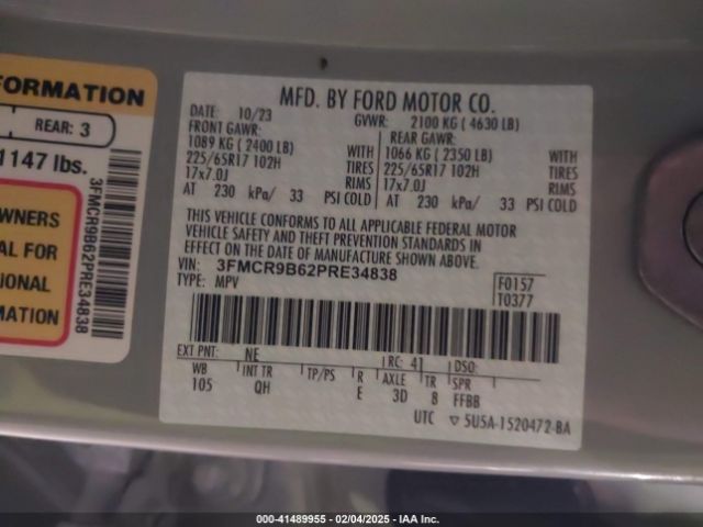 3FMCR9B62PRE34838 Ford Bronco Sport Big Bend