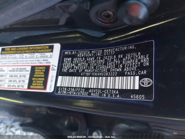 4T1BF1FK4HU383222 Toyota CAMRY SE