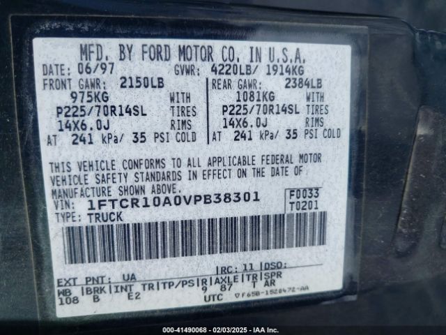 1997 FORD RANGER 1FTCR10A0VPB38301 Photo 8