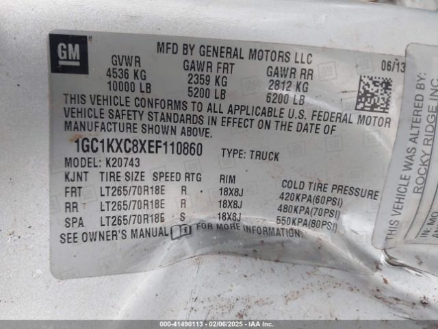 1GC1KXC8XEF110860 Chevrolet Silverado 2500hd Lt