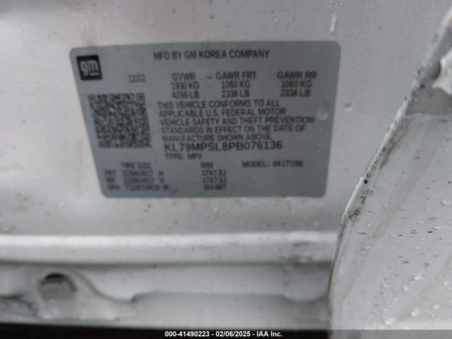 KL79MPSL8PB076136 Chevrolet Trailblazer Fwd Lt