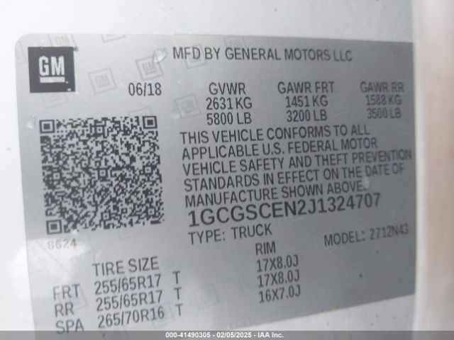 1GCGSCEN2J1324707 Chevrolet Colorado Lt