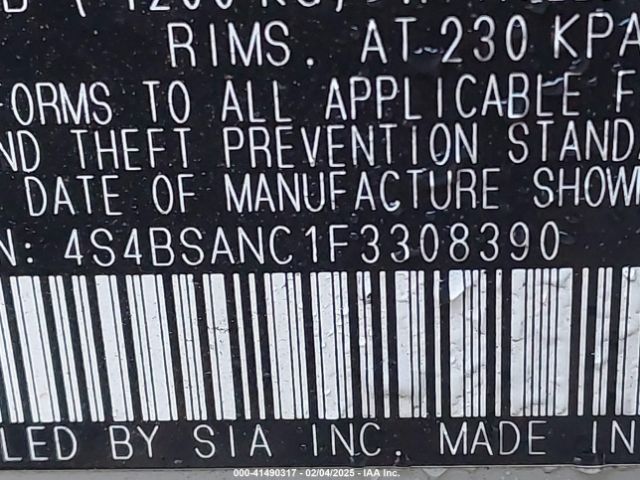 4S4BSANC1F3308390 Subaru Outback 2.5i Limited
