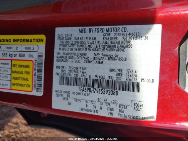 1FA6P0H79E5392080 Ford FUSION SE