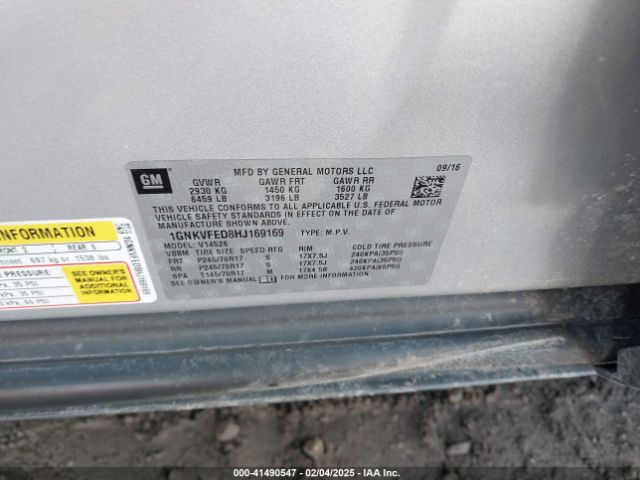 1GNKVFED8HJ169169 Chevrolet Traverse Ls