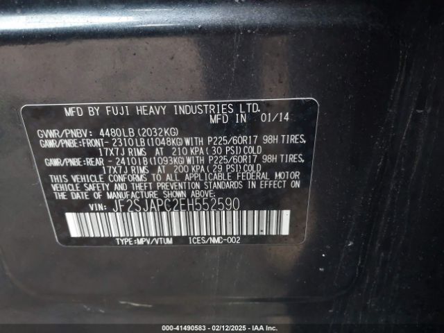 JF2SJAPC2EH552590 Subaru Forester 2.5i Touring