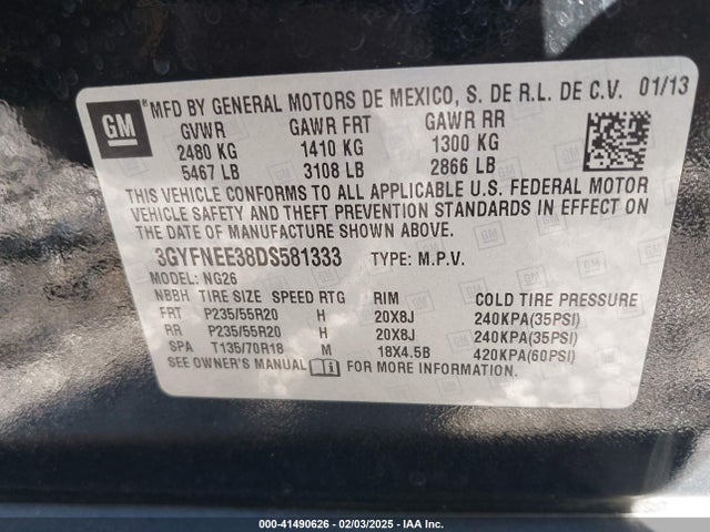 2013 CADILLAC SRX 3GYFNEE38DS581333 Photo 8
