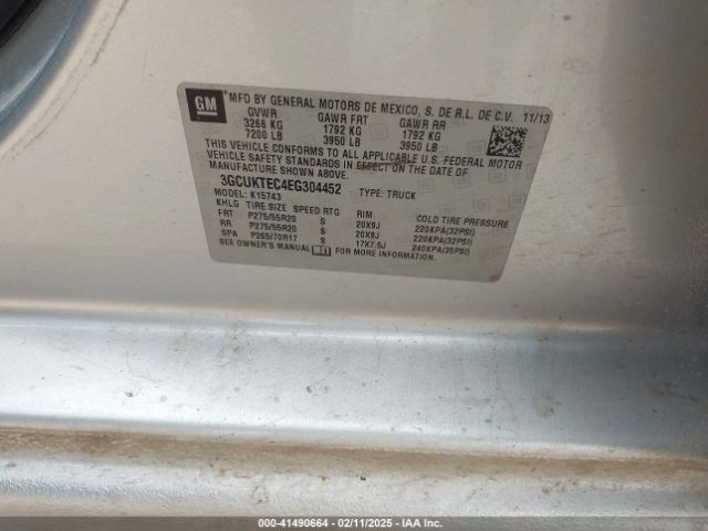 3GCUKTEC4EG304452 Chevrolet Silverado 1500 High Country