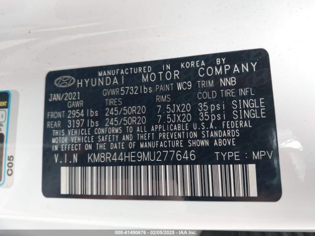 KM8R44HE9MU277646 Hyundai Palisade Sel