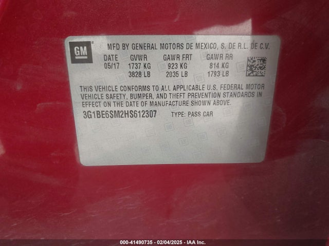 Chevrolet Cruze Lt Auto 2017 3G1BE6SM2HS612307 Image 9