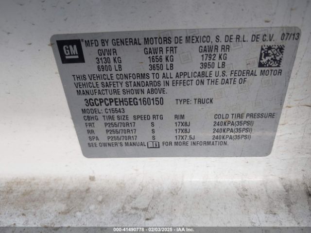 3GCPCPEH5EG160150 Chevrolet Silverado 1500 Work Truck 1wt