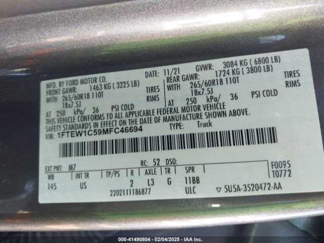 1FTEW1C59MFC46694 Ford F-150 Xlt