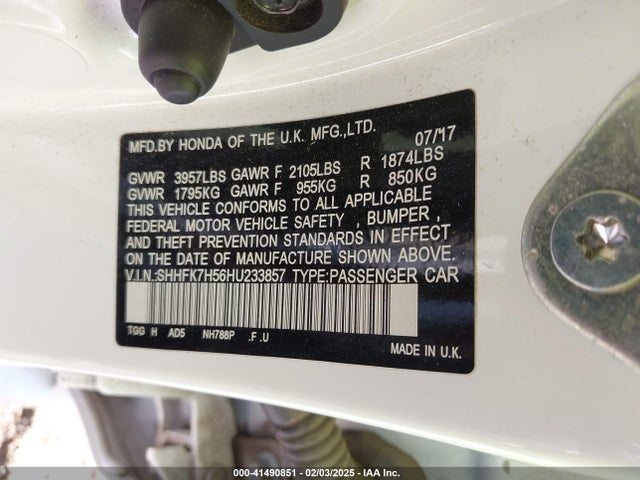 SHHFK7H56HU233857 Honda CIVIC EX