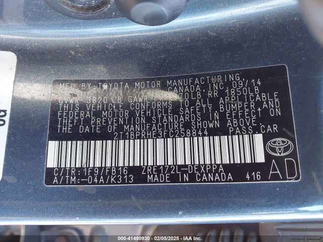 Toyota Corolla Eco/eco Plus/eco Premium 2015 2T1BPRHE3FC258844 Image 9