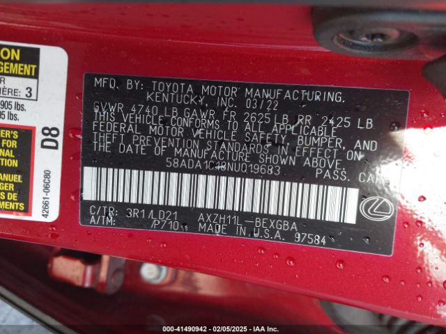 58ADA1C18NU019683 Lexus ES 300H