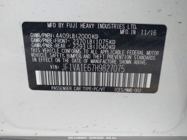 JF1VA1E67H9827075 Subaru Wrx Premium
