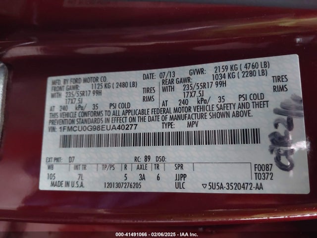 Ford ESCAPE SE 2014 1FMCU0G98EUA40277 Image 9