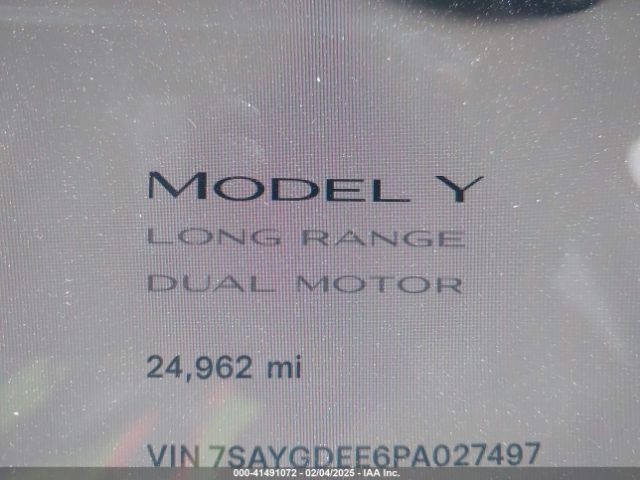 7SAYGDEE6PA027497 Tesla Model Y Awd/long Range Dual Motor All-wheel Drive