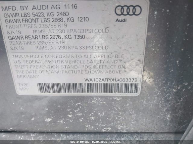 WA1C2AFP0HA083379 Audi Q5 2.0t Premium