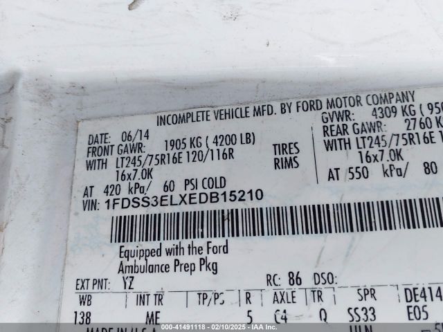 1FDSS3ELXEDB15210 Ford E-350 Super Duty Commercial
