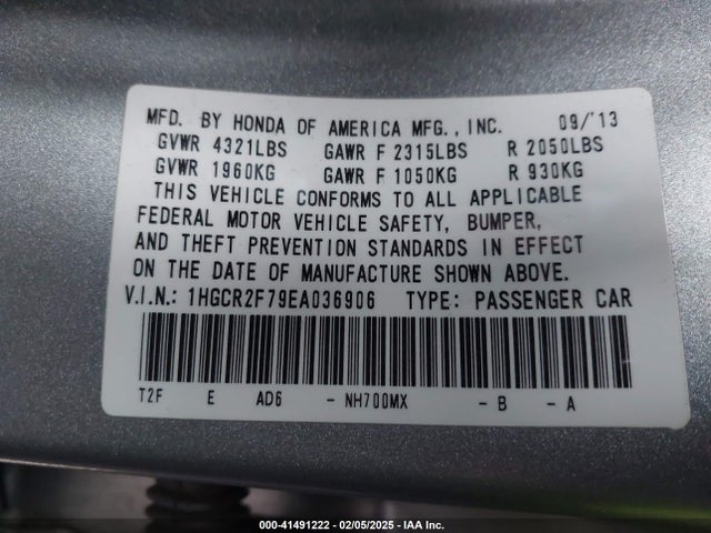 1HGCR2F79EA036906 Honda ACCORD EX