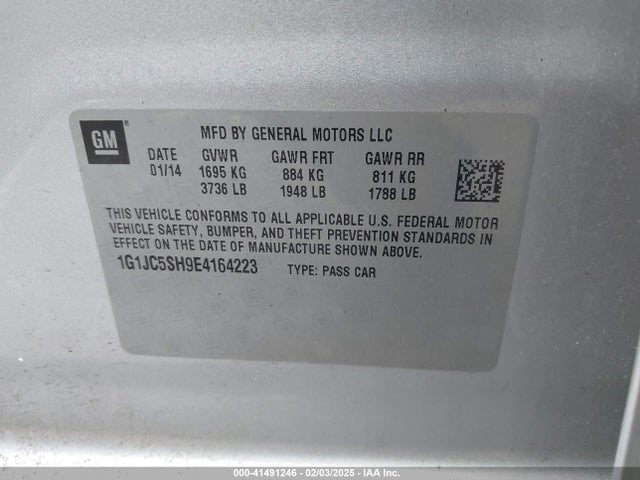 Chevrolet Sonic Lt Auto 2014 1G1JC5SH9E4164223 Image 9