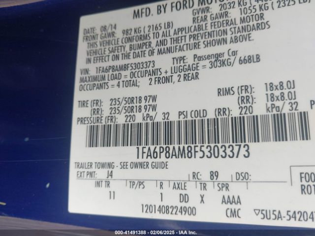 1FA6P8AM8F5303373 Ford Mustang V6