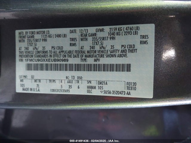 Ford ESCAPE SE 2014 1FMCU9GXXEUB90989 Image 9