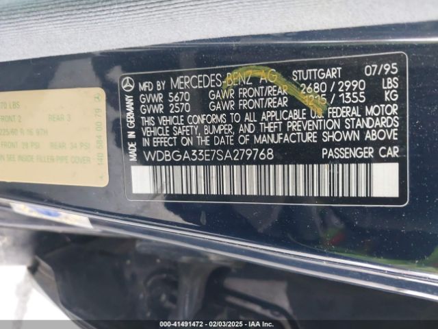 1995 MERCEDES-BENZ S WDBGA33E7SA279768 Photo 8