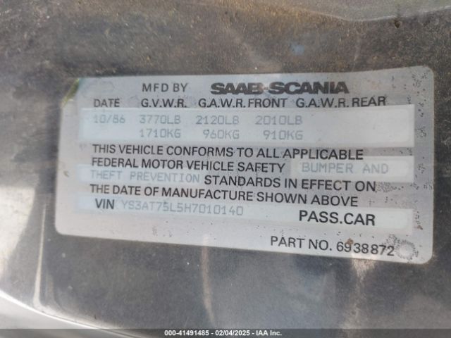 1987 SAAB 900 YS3AT75L5H7010140 Photo 8