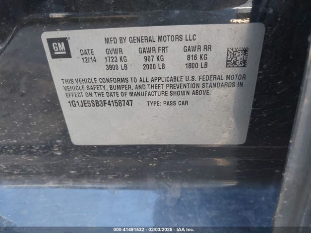 1G1JE5SB3F4158747 Chevrolet Sonic Ltz Auto