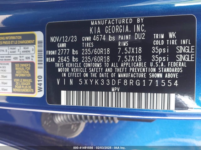 5XYK33DF8RG171554 KIA Sportage Ex