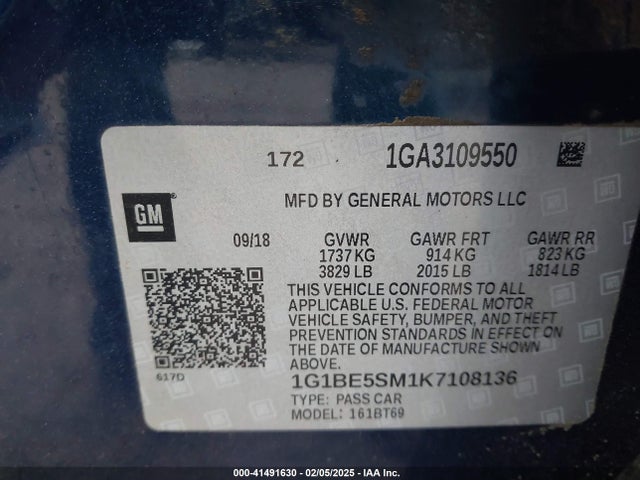 1G1BE5SM1K7108136 Chevrolet CRUZE LT