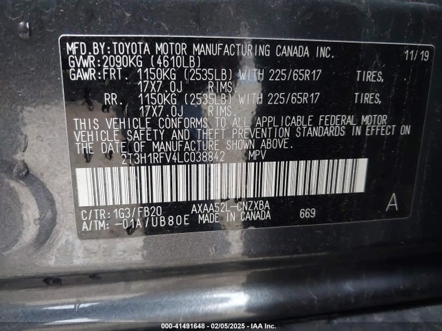 Toyota RAV4 LE 2020 2T3H1RFV4LC038842 Image 9