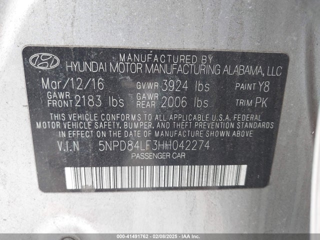 Hyundai ELANTRA SE 2017 5NPD84LF3HH042274 Image 9