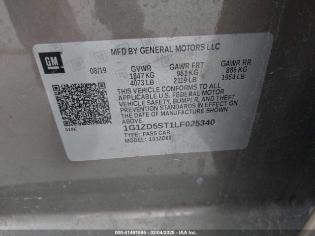 1G1ZD5ST1LF025340 Chevrolet Malibu Fwd Lt