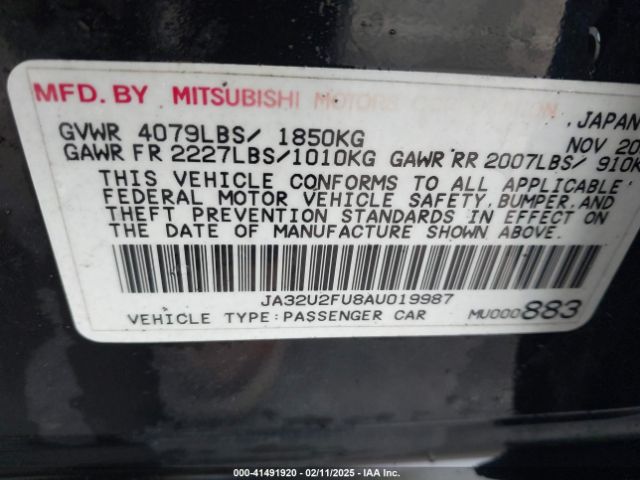 2010 MITSUBISHI LANCER JA32U2FU8AU019987 Photo 8
