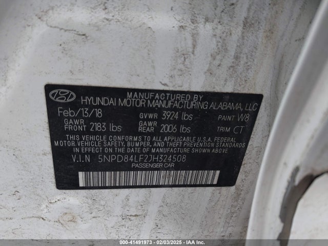 5NPD84LF2JH324508 Hyundai ELANTRA SEL