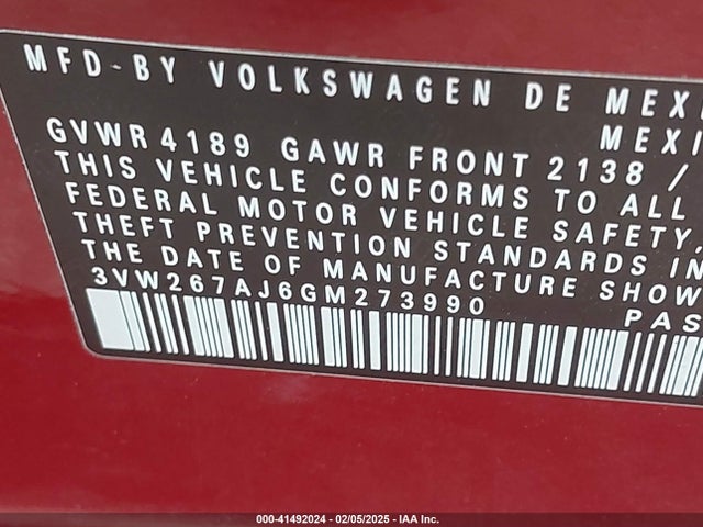 3VW267AJ6GM273990 Volkswagen Jetta 1.4t S